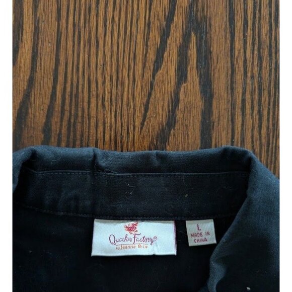 Quacker Factory Jacket Women's‎ Size Large Embroidered Canvas Button Down Black - Picture 6 of 7